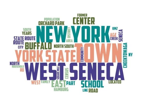 West Seneca Typography Wallpaper: Inspire Your Designs with Hand-Drawn Colorful Wordclouds